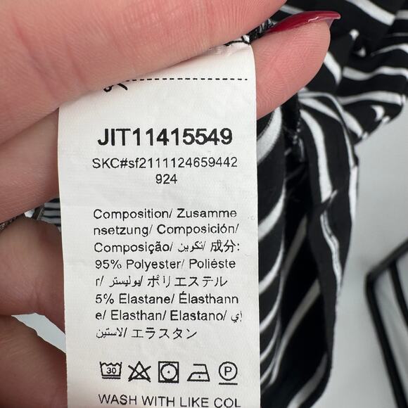 Emery Rose Women's Short Sleeve Striped Drawstring Black White Shirt Dress 4XL - Picture 8 of 10